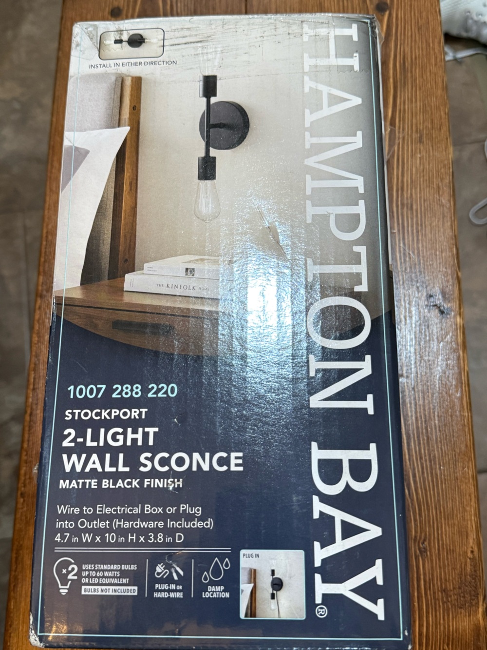 Hampton Bay Stockport 2-Light Wall‎ Sconce in Matte Black
